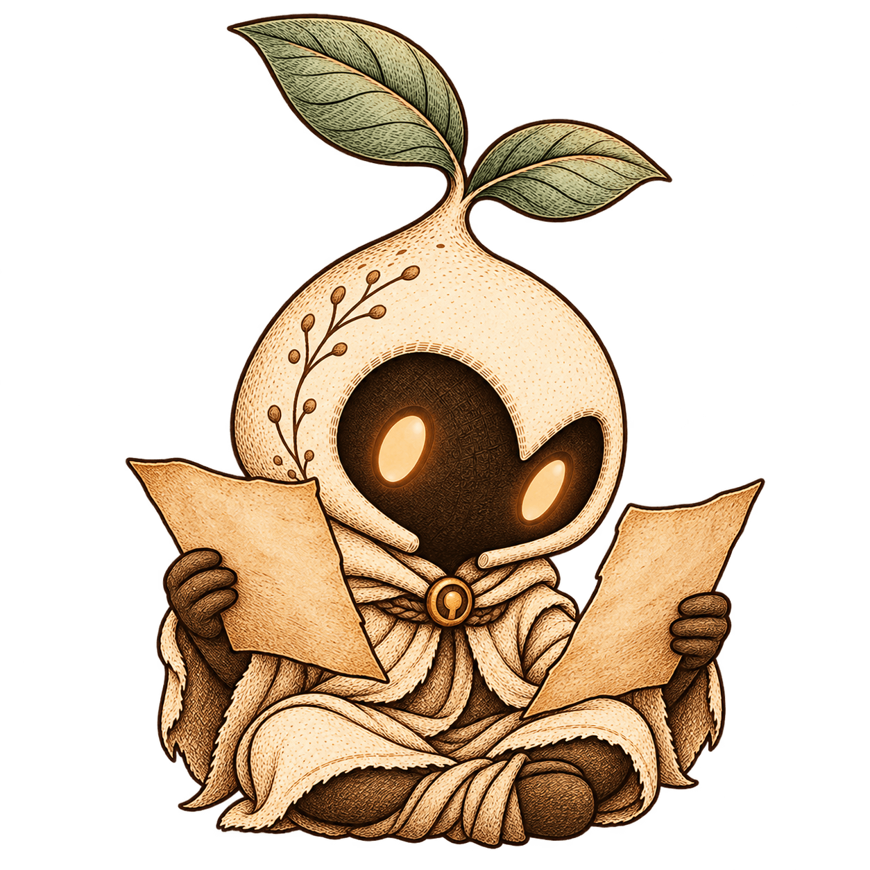 The fictional sprout-hooded Keeper comparing two records.